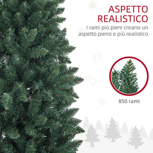 Albero di Natale Artificiale 210 cm 687 Rami Design Alto e Stretto Verde