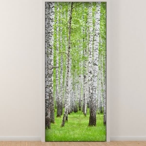 Decorazione per Porta Autoadesiva Facile da Applicare 210x83 cm Door Cover Birches