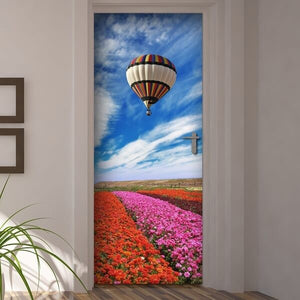 Decorazione per Porta Autoadesiva Facile da Applicare 210x83 cm Door Cover Hot Air Balloon