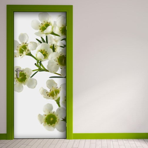 Decorazione per Porta Autoadesiva Facile da Applicare 210x83 cm Door Cover White Flowers