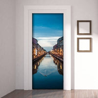 Decorazione per Porta Autoadesiva Facile da Applicare 210x83 cm Door Cover Milan - Naviglio