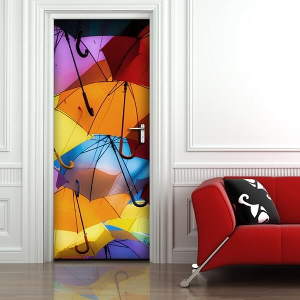 Decorazione per Porta Autoadesiva Facile da Applicare 210x83 cm Door Cover Umbrellas