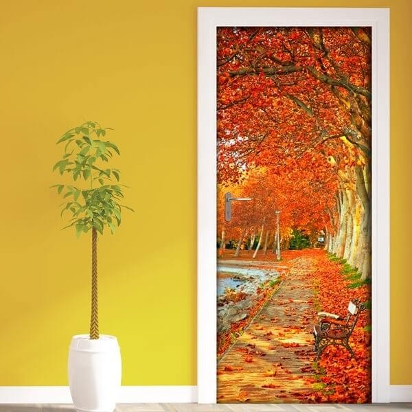 Decorazione per Porta Autoadesiva Facile da Applicare 210x83 cm Door Cover Orange Trail