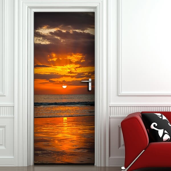 Decorazione per Porta Autoadesiva Facile da Applicare 210x83 cm Door Cover Sea Sunset