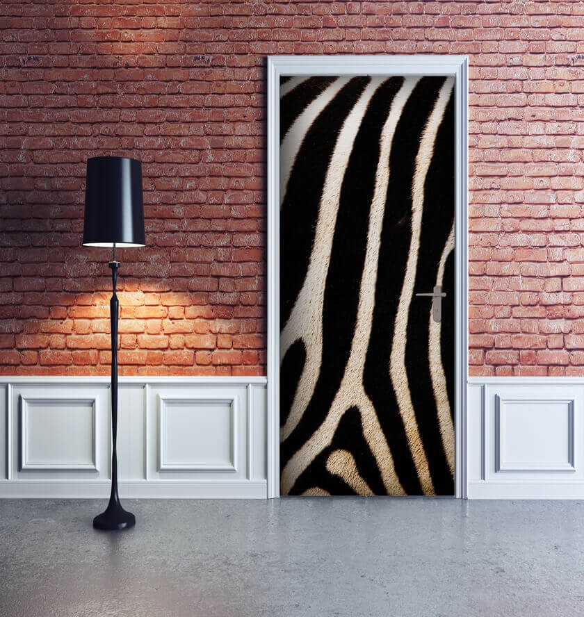 Decorazione per Porta Autoadesiva Facile da Applicare 210x83 cm Door Cover Zebra
