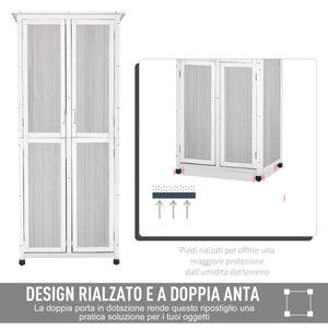 Casetta Box da Giardino 77x58x175 cm Porta Attrezzi in Legno Grigio