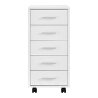 [en.casa] Cassettiera con Ruote 63 x 33 x 38 cm Comodino 5 con Cassetti e Rotelle Truciolare Melaminico Bianco