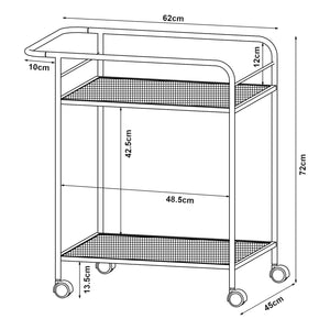 Carrello di Servizio Hole Portavivande con 2 Ripiani 72 x 62 x 45 cm Nero [en.casa]