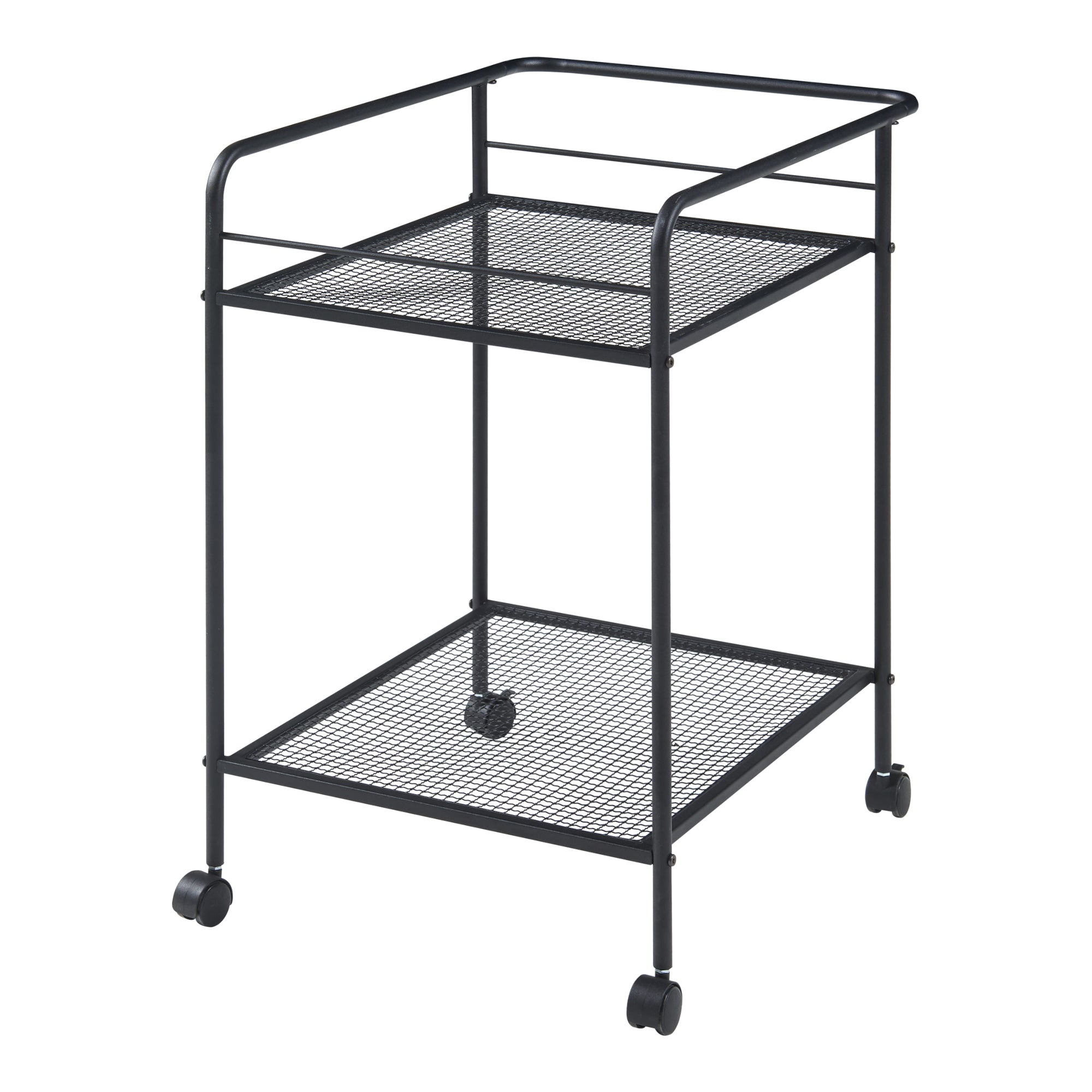 Carrello di Servizio Hole Portavivande con 2 Ripiani 72 x 62 x 45 cm Nero [en.casa]