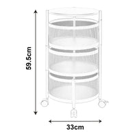 Carrello da Stoccaggio Steigen con 3 Cestelli Girevoli in Acciaio Bianco [en.casa]