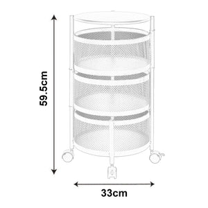 Carrello da Stoccaggio Steigen con 3 Cestelli Girevoli in Acciaio Bianco [en.casa]