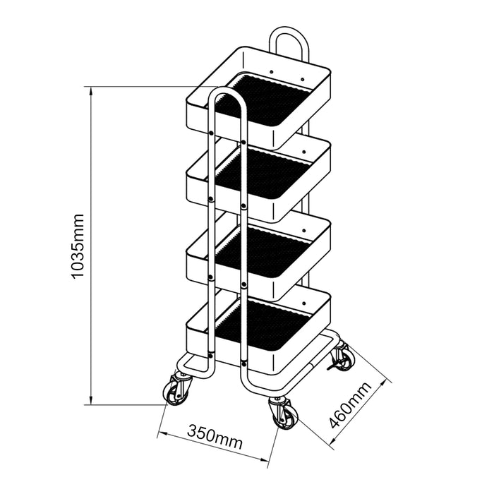 Carrello da Stoccaggio Pyhäntä con 4 Contenitori - Acciaio Giallo [en.casa]