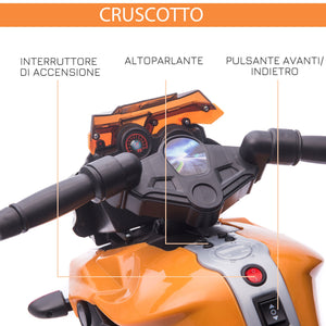 Moto Elettrica per Bambini 6V con Fari e Clacson Arancio