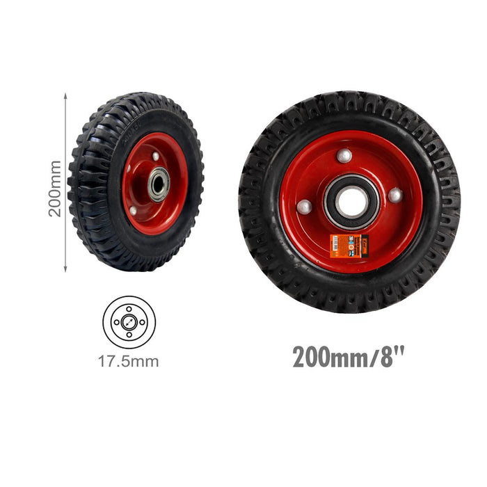 Ruota in Gomma Tubeless Diametro 200mm Asse 17.5mm Spessore 51mm Ricambio per Carretto e Carriola Max 210kg