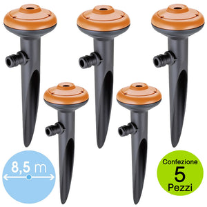 Multipack 5 pezzi irrigatore claber spike-jet statico per giardino aiuole orto