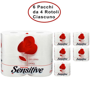 Sensitive carta igienica ladies 5 veli 6 confezioni da 4 rotoli ciascuno