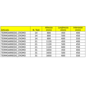 Ogomondo termoarredo cromato bagno acciaio calorifero termosifone *** misure h1120xl500xi450 21 tubi, pezzi 1