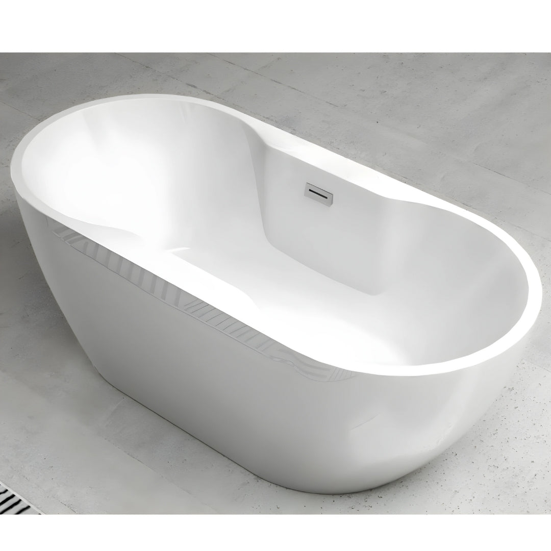 Vasca da bagno free standing ovale acrilico bianco lucido senza rubinetteria *** confezione 1