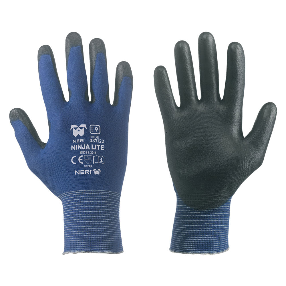 GUANTI NYLON / POLIURETANO 'NINJA LITE' Tg. 9 NERI 12 CP