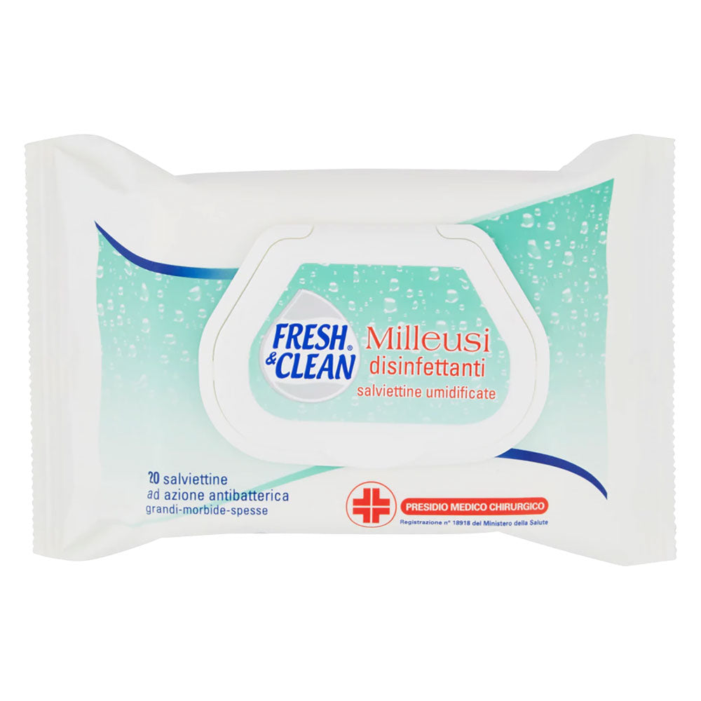 SALVIETTE UMIDIFICATE IGIENIZZANTI MILLEUSI 20 salviettine FRESHANDCLEAN 12 CF