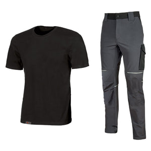 Kit t-shirt + pantalone 'work wear' tg. m (maglia black carbon / pantalone asphalt grey) UPOWER