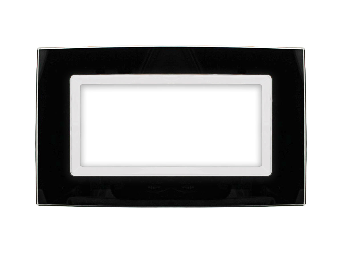 SANDASDON Placca Elegance In Vetro Cristallo Plexiglass Lucido 4M Nero Compatibile Con Bticino Matix