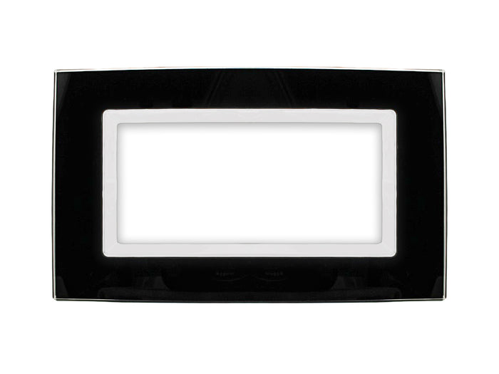 SANDASDON Placca Elegance In Vetro Cristallo Plexiglass Lucido 4M Nero Compatibile Con Bticino Matix