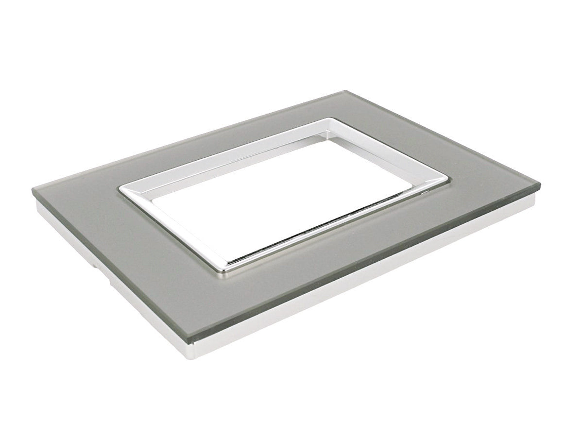 SANDASDON Placca Elegance In Vetro Cristallo Plexiglass Lucido 4M Bronzo Compatibile Con Bticino Matix