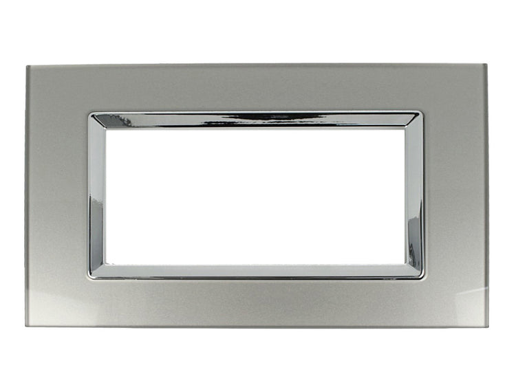 SANDASDON Placca Elegance In Vetro Cristallo Plexiglass Lucido 6M Titanio Compatibile Con Bticino Matix