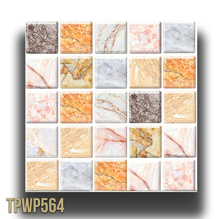 pacco da 4 Pannelli 3D Autoadesivi in PVC 30X30cm vari decori ultrarealistici ideali per bagni e cucine - MARMO MOSAICO - TPWP564