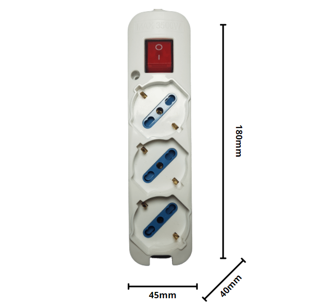 Multipresa elettrica ecova 3 ingressi universali 10/16a colore bianco