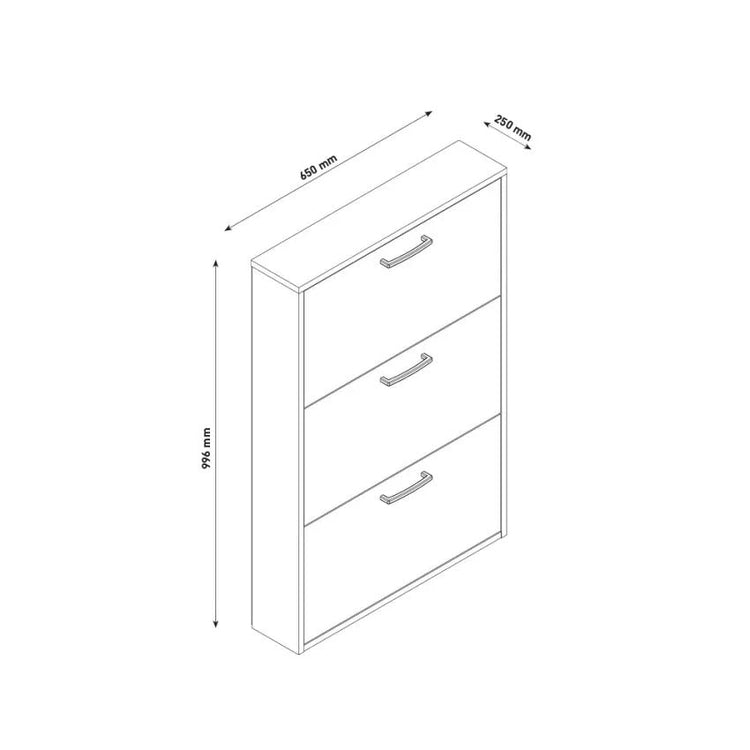 Scarpiera Salvaspazio 3 Ante Doppia Profondità  18 Paia 65x25x99,6 cm in Truciolare Nobilitato Rovere Sonoma