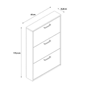 Scarpiera Salvaspazio 3 Ante Doppia Profondità  18 Paia 65x25x119,4 cm in Truciolare Nobilitato Cemento