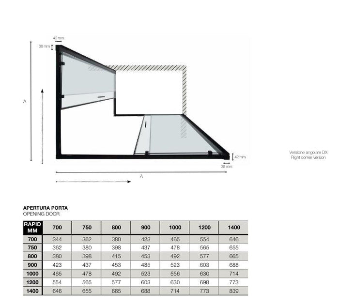 Box Doccia H. 200 Con Ante Scorrevoli Reversibile Mod. Rapid Cristallo 6 Mm Trasparente, Finitura Nero Matt - Cm. 100 X 120