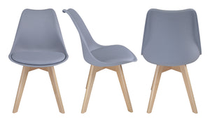 Sedia in plastica con piede in legno mod. Mia (2 pz.) Colore: Grigio SD01MIPL