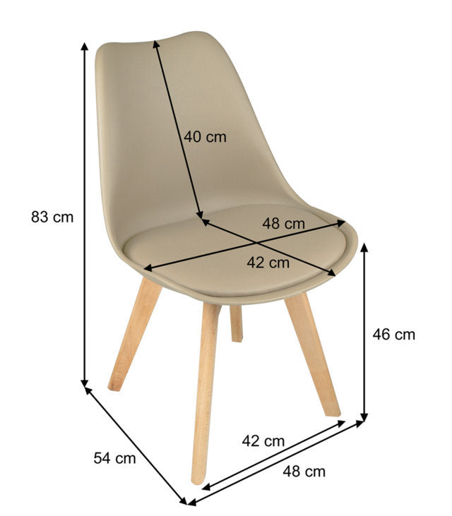 Sedia in plastica con piede in legno mod. Mia (2 pz.) Colore: Tortora SD03MIPL