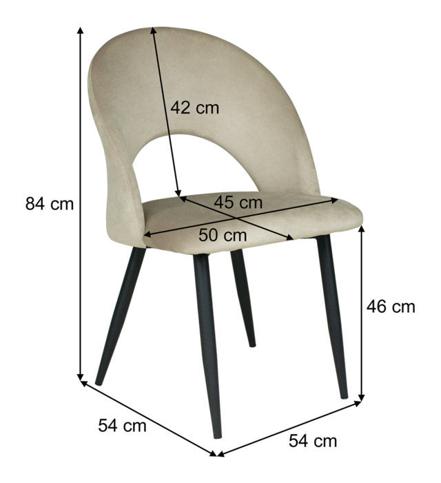 Sedia da pranzo imbottita mod. Zoe (2 pz.) Colore: Tortora - Rivestimento: Velluto SD03ZOPM