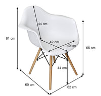 Sedia in plastica bianca, poltrona con piedi in legno (2 pz) - Colore: Bianco - SD08DAPL