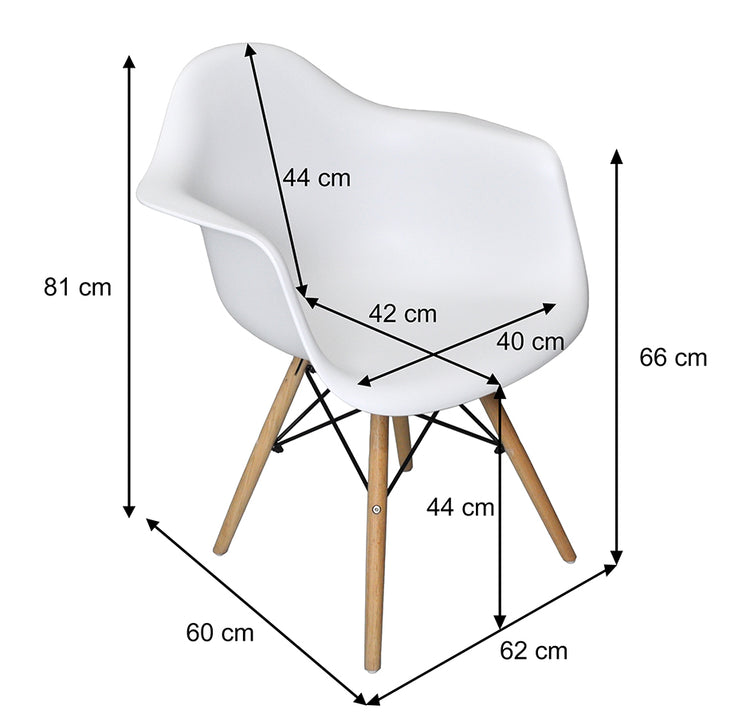 Sedia in plastica bianca, poltrona con piedi in legno (2 pz) - Colore: Bianco - SD08DAPL