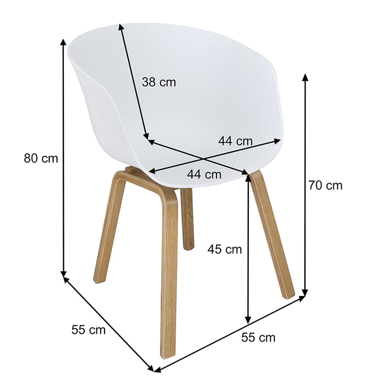 Sedia da pranzo bianca, poltrona in stile scandinavo (2 pz) - Colore: Bianco - SD08DOPL