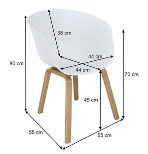 Sedia da pranzo bianca, poltrona in stile scandinavo (2 pz) - Colore: Bianco - SD08DOPL