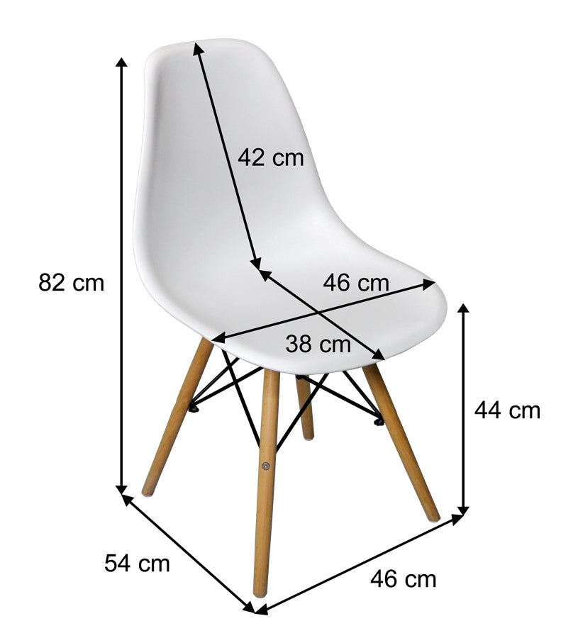 Sedia in plastica bianca con gamba, piede in legno (2 pz) - Colore: Bianco - SD08NOPL