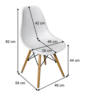 Sedia in plastica bianca con gamba, piede in legno (2 pz) - Colore: Bianco - SD08NOPL