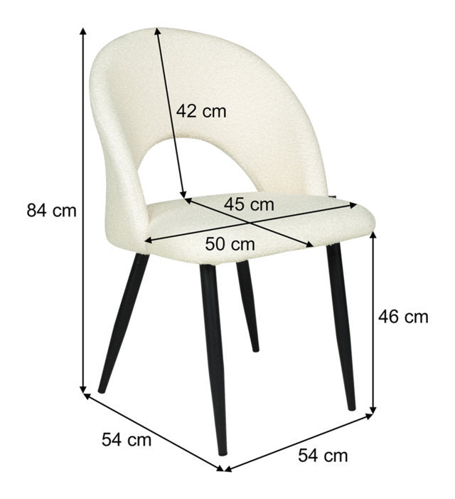 Sedia da pranzo imbottita mod. Zoe (2 pz.) Colore: Bianco - Rivestimento: Tessuto bouclè SD08ZOPM