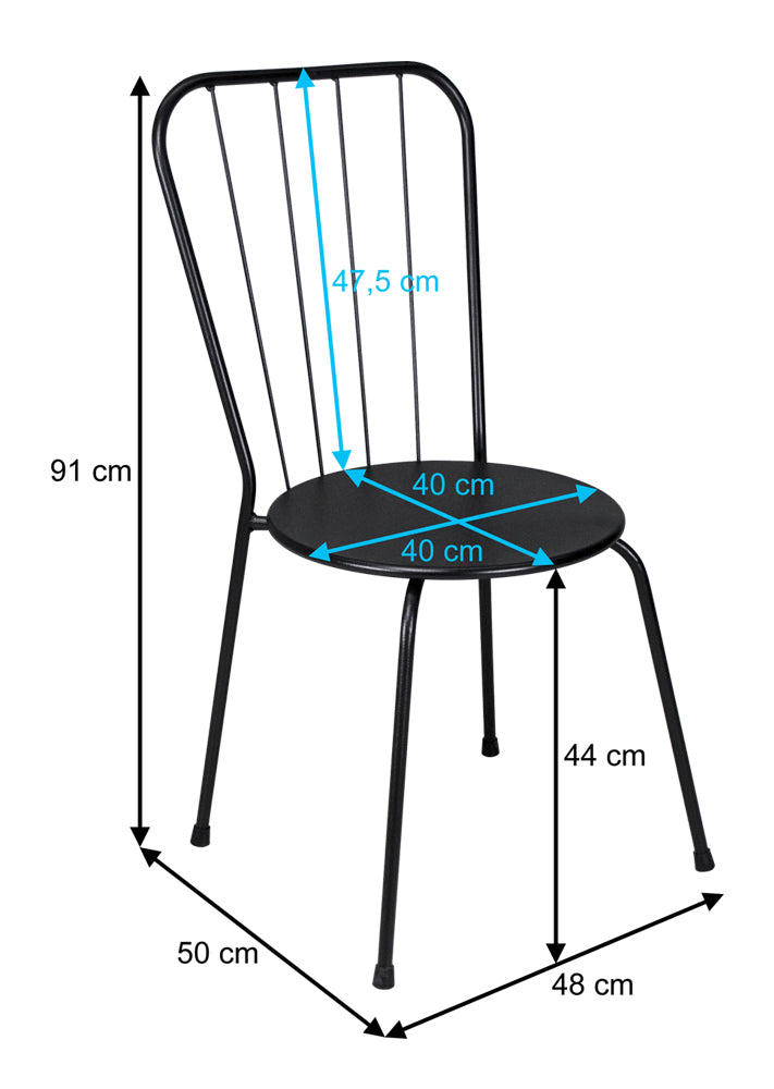 Sedia industriale in metallo nero, sedia da esterno impilabile mod. Molly (2 pz.) SD10MOM