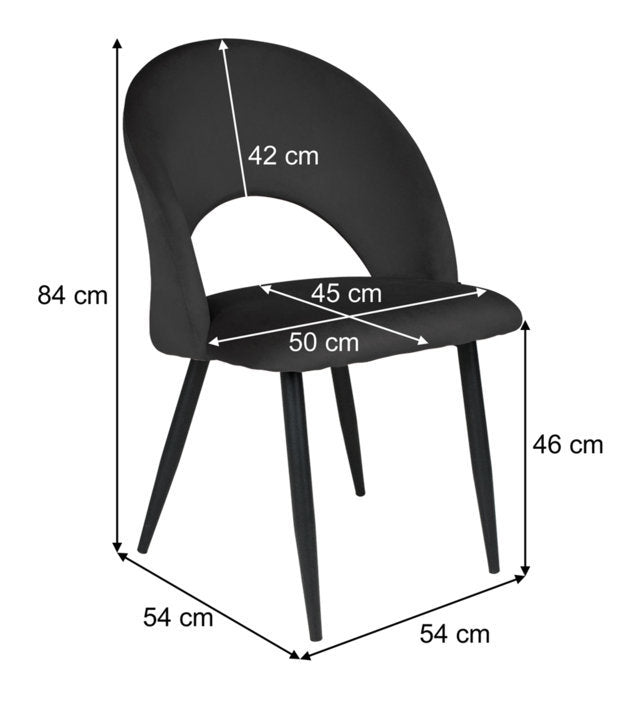 Sedia da pranzo imbottita mod. Zoe (2 pz.) Colore: Nero - Rivestimento: Velluto SD10ZOPM