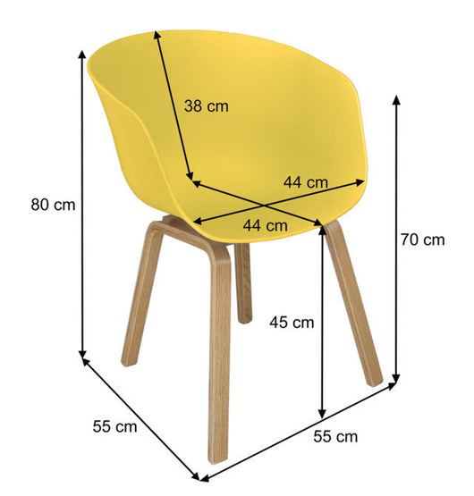 Sedia da pranzo gialla, poltrona in stile scandinavo (2 pz) - Colore: Giallo - SD16DOPL