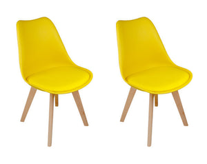 Sedia in plastica con piede in legno mod. Mia (2 pz.) Colore: Giallo SD16MIPL