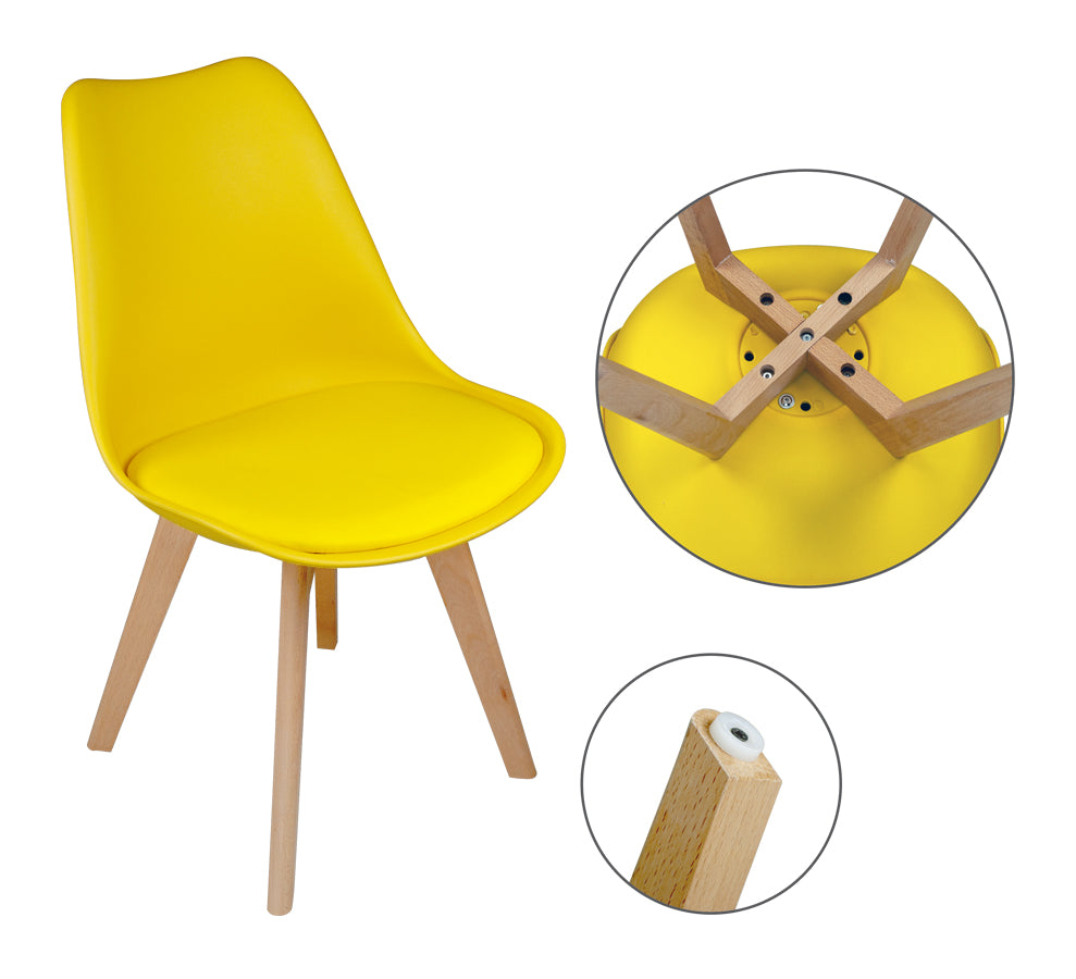 Sedia in plastica con piede in legno mod. Mia (2 pz.) Colore: Giallo SD16MIPL