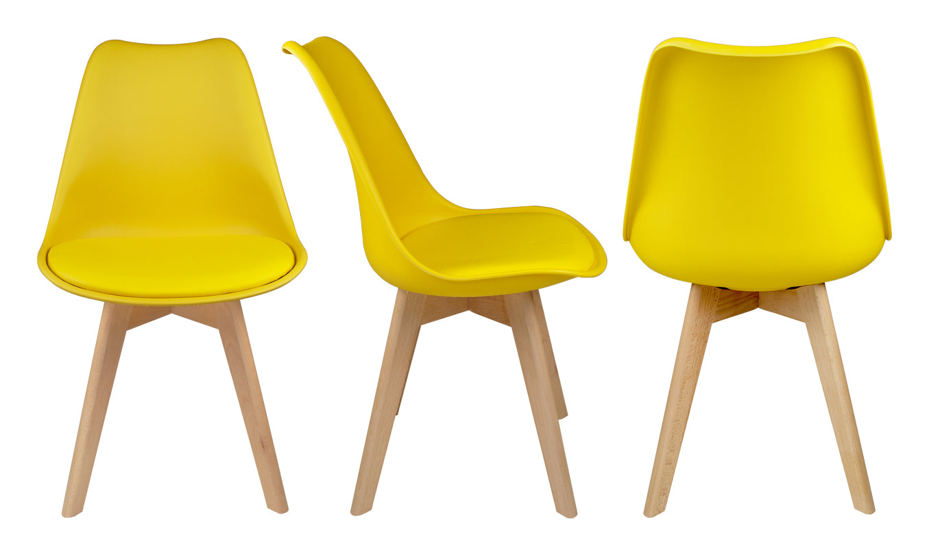 Sedia in plastica con piede in legno mod. Mia (2 pz.) Colore: Giallo SD16MIPL